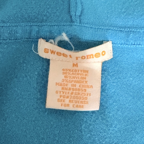 Sweet romance Solid blue open long cardigan 3/4 sleeve cardigan minamlist - Picture 3 of 4